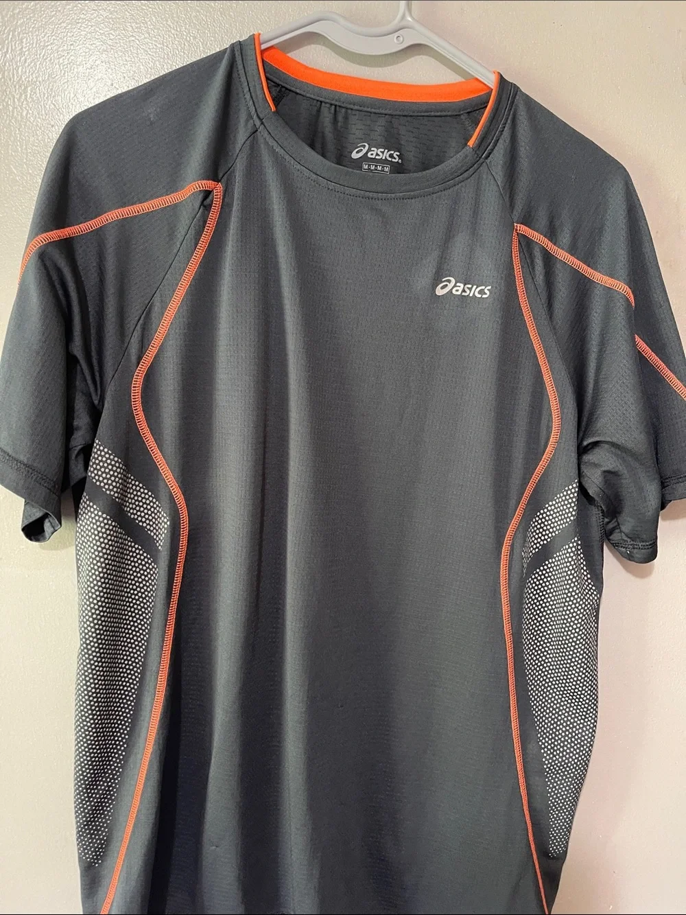 ASICS Men’s Gray Swim Rash Guard with Orange Trim